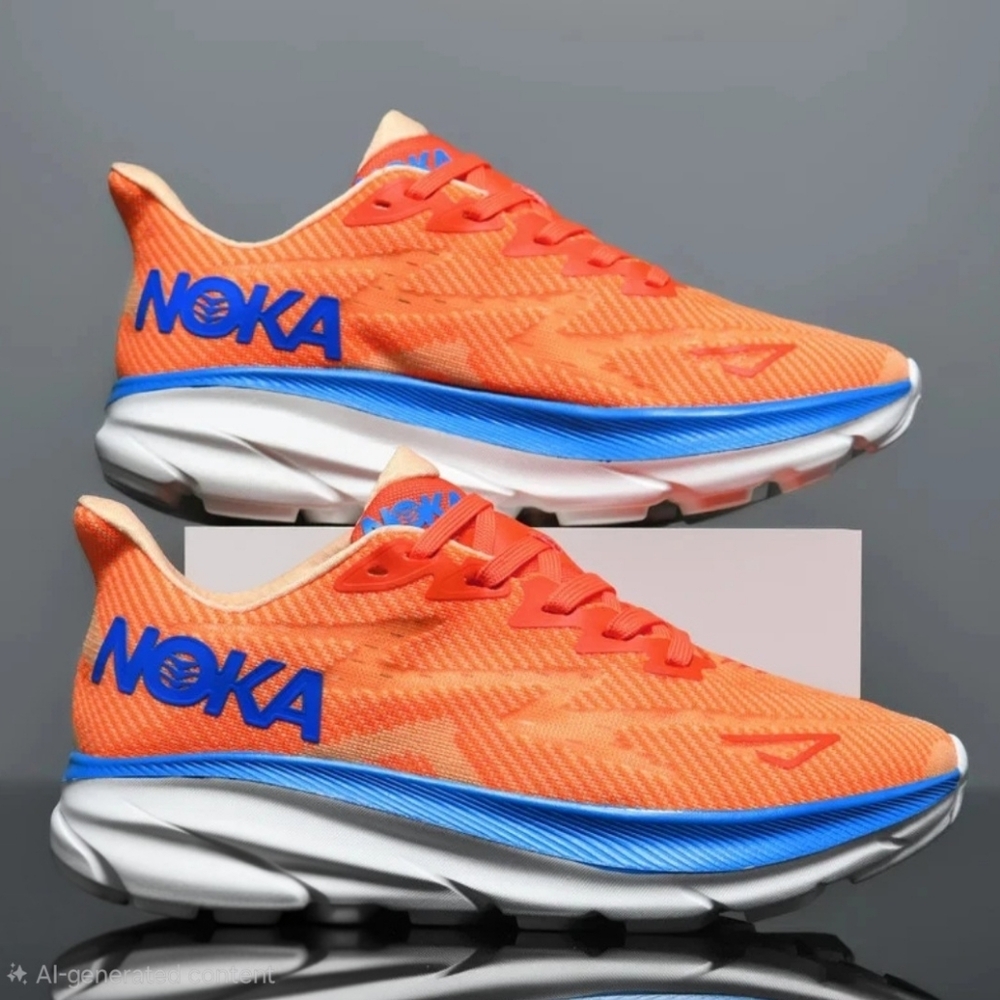 Noka Men's Orange and Blue Athletic Shoes
